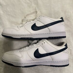Nike Dunk Low Premium Shoes White/Obsidian Navy Leather 318019-109 Men’s Size 11